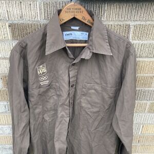 UPS Fan Apparel Mens MEDIUM United Parcel Service Vtg Button Shirt Safari
